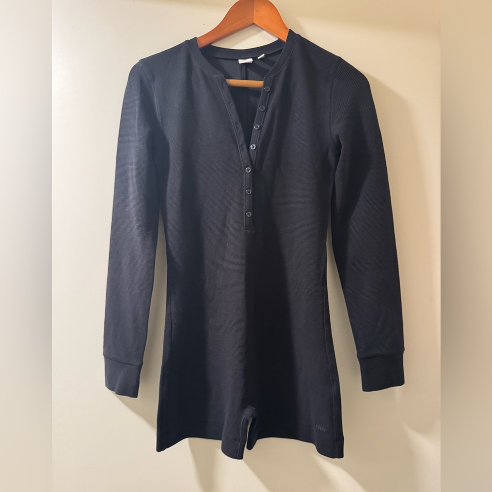 TNA Black Long Sleeve Henley Romper